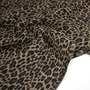 Tissu lainage motif léopard : grège & chocolat ou tout chocolat - EXCLUSIVITE FABRIQUEE EN ITALIE - TissusPapi.com