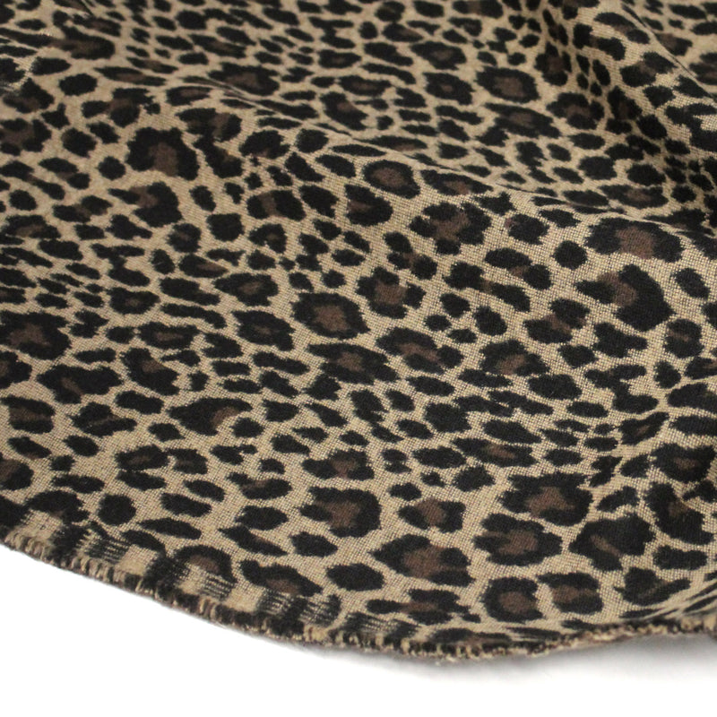 Tissu lainage motif léopard : grège & chocolat ou tout chocolat - EXCLUSIVITE FABRIQUEE EN ITALIE - TissusPapi.com