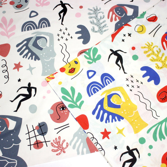 Tissu coton grande largeur 280cm, motif MATISSE : deux jolis coloris dispos - STANDARD 100 OEKO - TEX - TissusPapi.com
