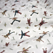 Tissu coton NOËL, gris aux gamins dans la neige - OEKO - TEX - TissusPapi.com