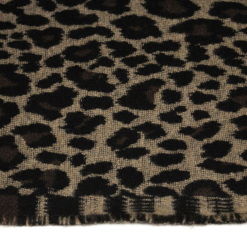 Tissu lainage motif léopard : grège & chocolat ou tout chocolat - EXCLUSIVITE FABRIQUEE EN ITALIE - TissusPapi.com