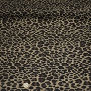 Tissu lainage motif léopard : grège & chocolat ou tout chocolat - EXCLUSIVITE FABRIQUEE EN ITALIE - TissusPapi.com