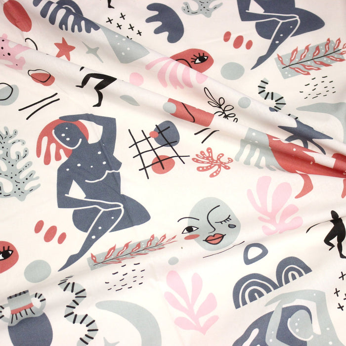 Tissu coton grande largeur 280cm, motif MATISSE : deux jolis coloris dispos - STANDARD 100 OEKO - TEX - TissusPapi.com