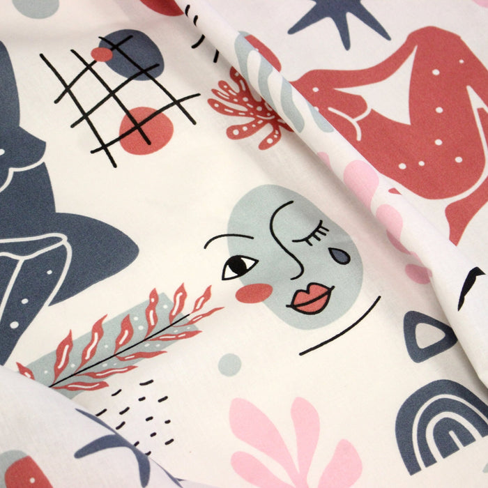 Tissu coton grande largeur 280cm, motif MATISSE : deux jolis coloris dispos - STANDARD 100 OEKO - TEX - TissusPapi.com