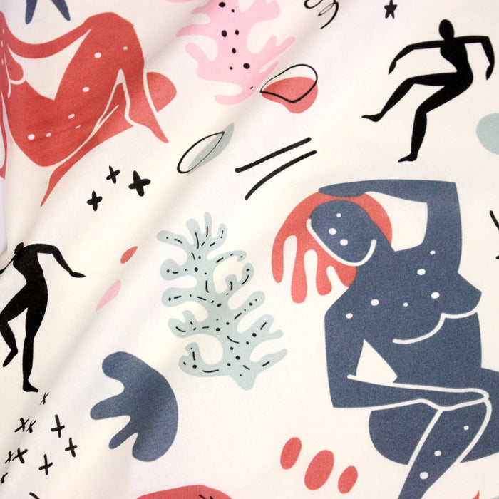 Tissu coton grande largeur 280cm, motif MATISSE : deux jolis coloris dispos - STANDARD 100 OEKO - TEX - TissusPapi.com