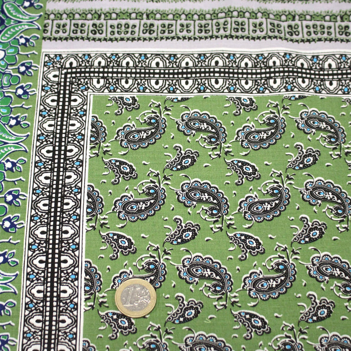 Tissu popeline de viscose aux motifs indiens & cachemire paisley - Fabrication française - OEKO-TEX