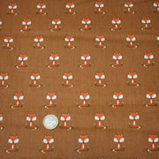Tissu popeline coton rouille aux jolis renards - TissusPapi.com