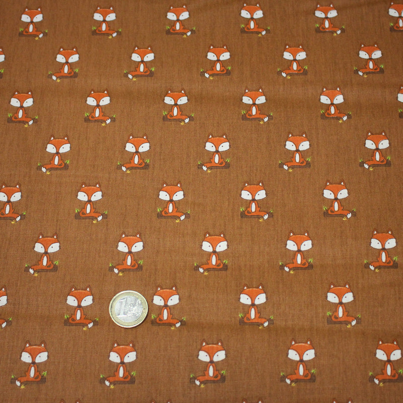 Tissu popeline coton rouille aux jolis renards - TissusPapi.com