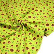 Tissu popeline coton vert aux tournesols jaunes & feuilles vertes - TissusPapi.com