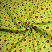 Tissu popeline coton vert aux tournesols jaunes & feuilles vertes - TissusPapi.com