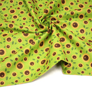 Tissu popeline coton vert aux tournesols jaunes & feuilles vertes - TissusPapi.com