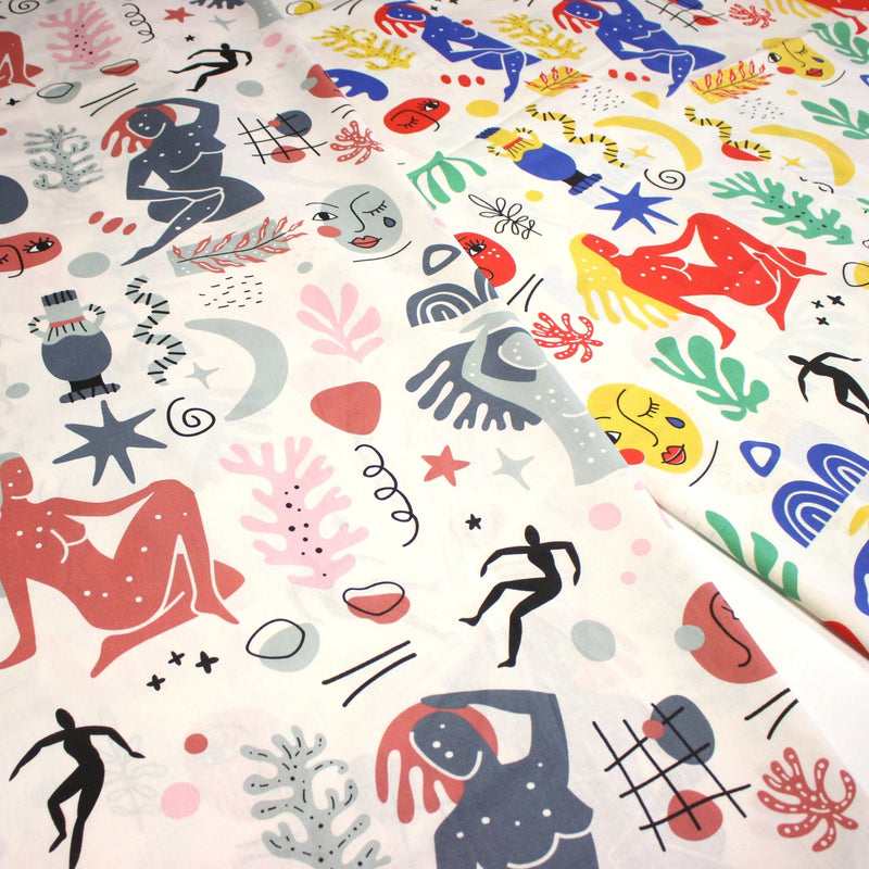 Tissu coton grande largeur 280cm, motif MATISSE : deux jolis coloris dispos - STANDARD 100 OEKO - TEX - TissusPapi.com