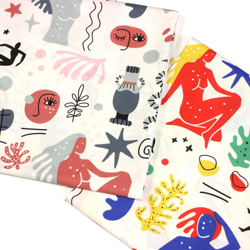 Tissu coton grande largeur 280cm, motif MATISSE : deux jolis coloris dispos - STANDARD 100 OEKO - TEX - TissusPapi.com