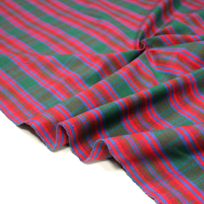 Tissu Tartan de coton aux carreaux bleus, rouges et verts - COLLECTION SINCLAIR