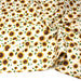 Tissu popeline coton blanc aux tournesols jaunes & feuilles vertes - TissusPapi.com