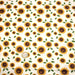 Tissu popeline coton blanc aux tournesols jaunes & feuilles vertes - TissusPapi.com