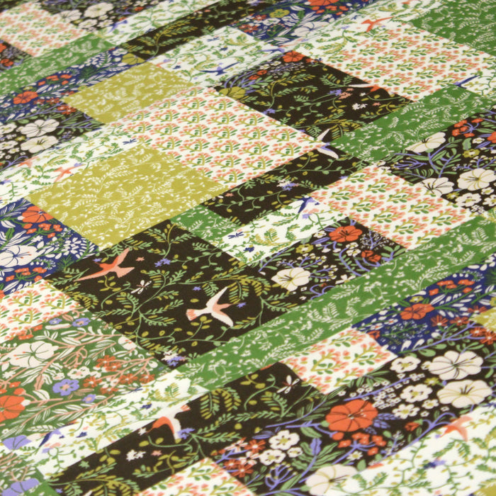 Tissu de coton motif patchwork imprimé floral et multicolore - COLLECTION BLOEM - OEKO-TEX®