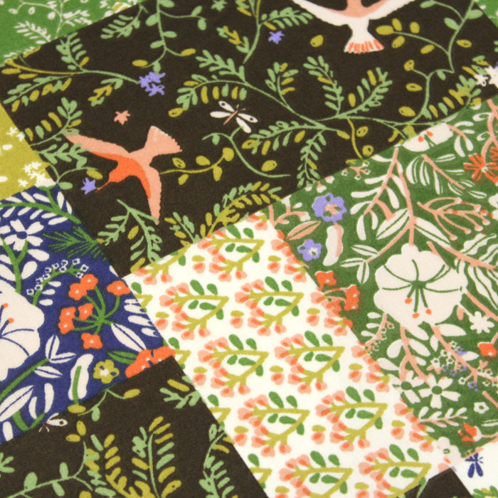 Tissu de coton motif patchwork imprimé floral et multicolore - COLLECTION BLOEM - OEKO-TEX®