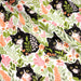 Tissu cotonnade aux chats dans les fleurs roses et vertes - OEKO - TEX STANDARD 100 - TissusPapi.com