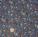 Tissu popeline coton bleu aux fins pois noirs et fines fleurs multicolores - TissusPapi.com