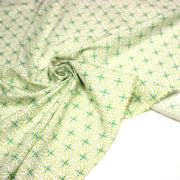 Tissu popeline ART NOUVEAU, fin motif géométrique floral bleu & vert - TissusPapi.com