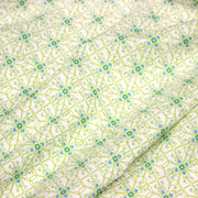 Tissu popeline ART NOUVEAU, fin motif géométrique floral bleu & vert - TissusPapi.com