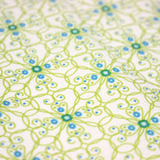 Tissu popeline ART NOUVEAU, fin motif géométrique floral bleu & vert - TissusPapi.com