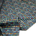Tissu popeline coton rayures bleues et fines fleurs multicolores - TissusPapi.com