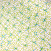 Tissu popeline ART NOUVEAU, fin motif géométrique floral bleu & vert - TissusPapi.com