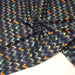Tissu popeline coton zig zag bleu, noir et fines fleurs multicolores - TissusPapi.com