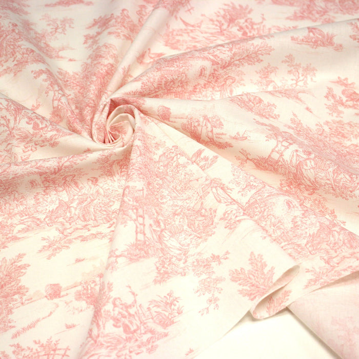 Tissu coton Toile de Jouy traditionnelle 160cm de large : bleu et nombreuses couleurs - STANDARD 100 OEKO - TEX - TissusPapi.com