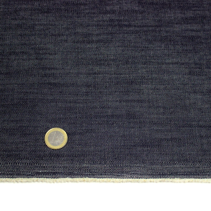 Tissu DENIM brut coton élasthanne bleu marine - Fabrication italienne - TissusPapi.com