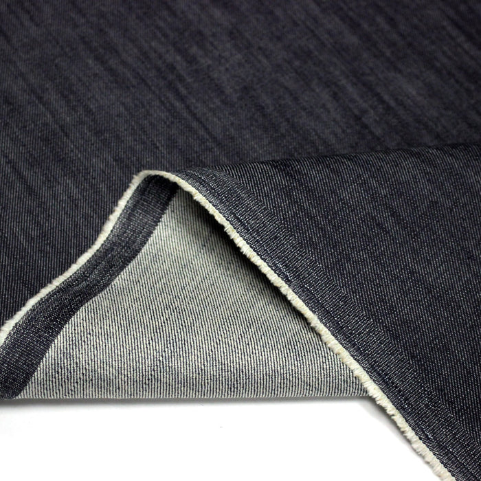Tissu DENIM brut coton élasthanne bleu marine - Fabrication italienne - TissusPapi.com