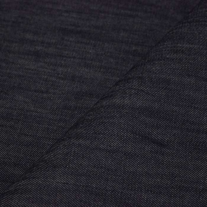 Tissu DENIM brut coton élasthanne bleu marine - Fabrication italienne - TissusPapi.com