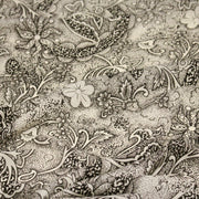 Tissu viscose fluide écru aux fleurs indiennes noires - COLLECTION KALAMKARI - TissusPapi.com
