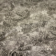 Tissu viscose fluide écru aux fleurs indiennes noires - COLLECTION KALAMKARI - TissusPapi.com