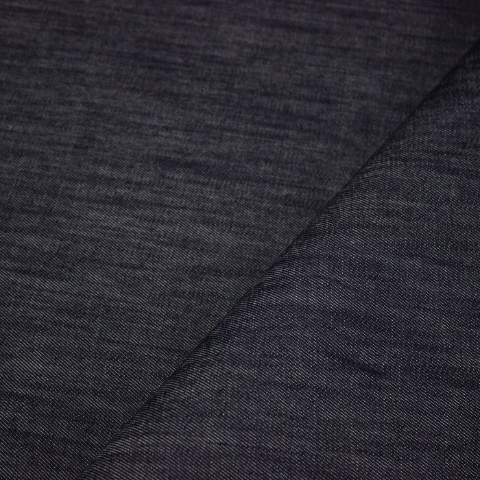 Tissu DENIM brut coton élasthanne bleu marine - Fabrication italienne - TissusPapi.com