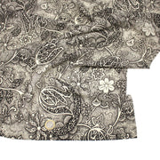 Tissu viscose fluide écru aux fleurs indiennes noires - COLLECTION KALAMKARI - TissusPapi.com