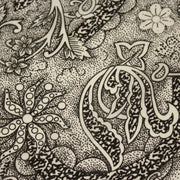 Tissu viscose fluide écru aux fleurs indiennes noires - COLLECTION KALAMKARI - TissusPapi.com