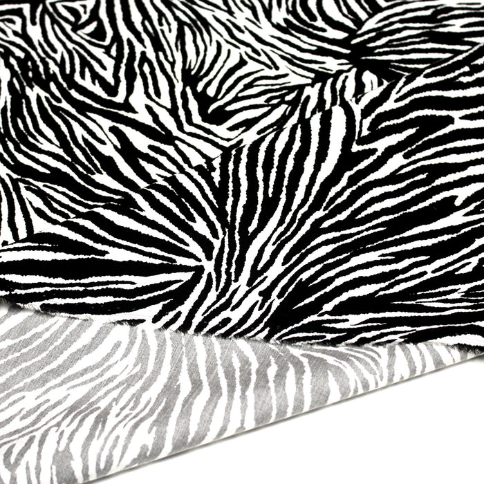 Tissu popeline de viscose motif zébré noir & blanc - Fabrication française - OEKO-TEX