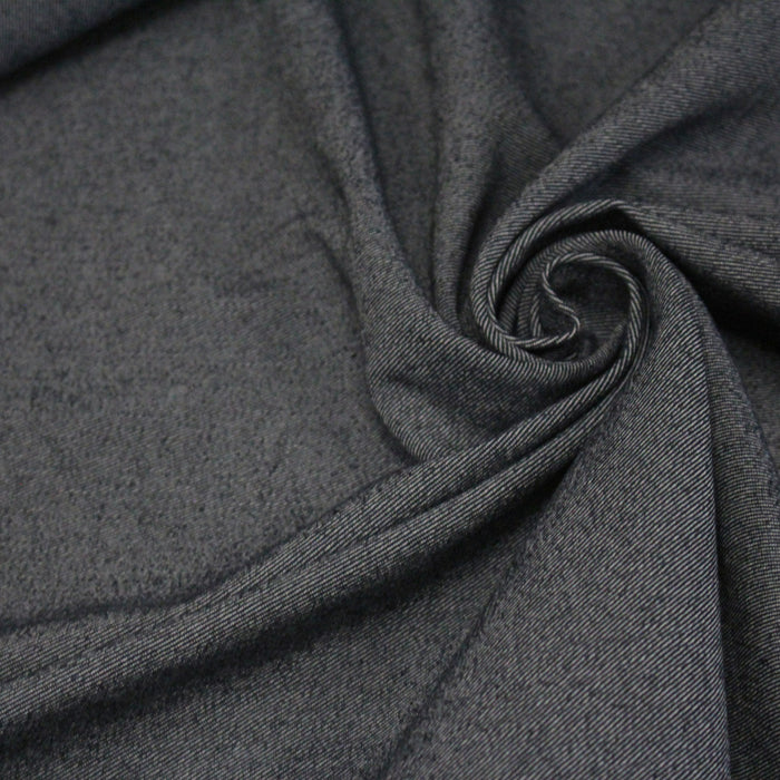 Tissu jean denim élasthanne fin, gris souris - Fabrication italienne