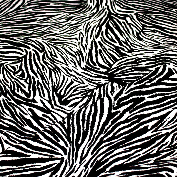 Tissu popeline de viscose motif zébré noir & blanc - Fabrication française - OEKO-TEX