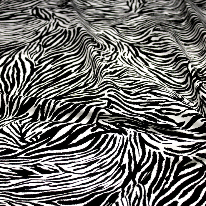 Tissu popeline de viscose motif zébré noir & blanc - Fabrication française - OEKO-TEX