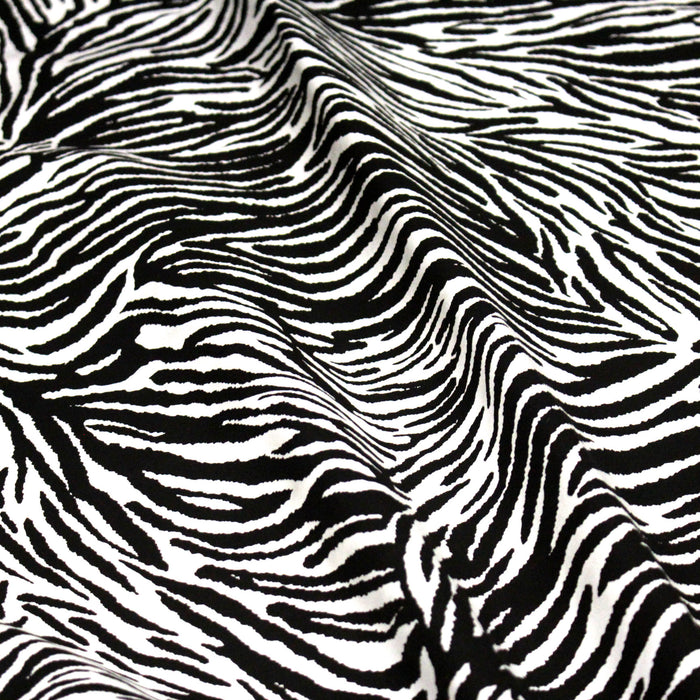 Tissu popeline de viscose motif zébré noir & blanc - Fabrication française - OEKO-TEX