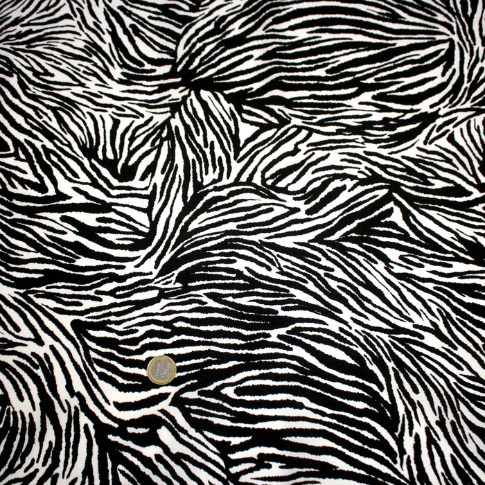 Tissu popeline de viscose motif zébré noir & blanc - Fabrication française - OEKO-TEX