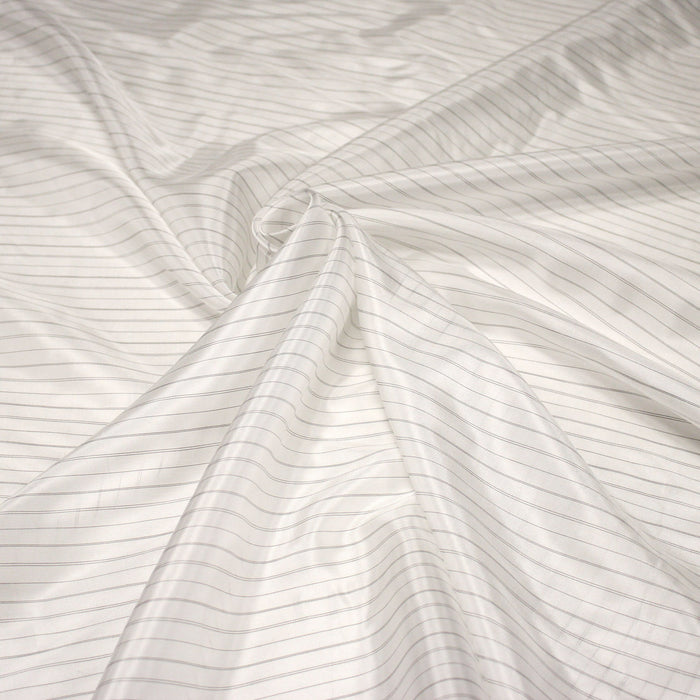 Tissu doublure de polyester blanc cassé à fines rayures noires