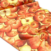 Tissu gabardine coton imprimée aux pommes oranges et jaunes - TissusPapi.com