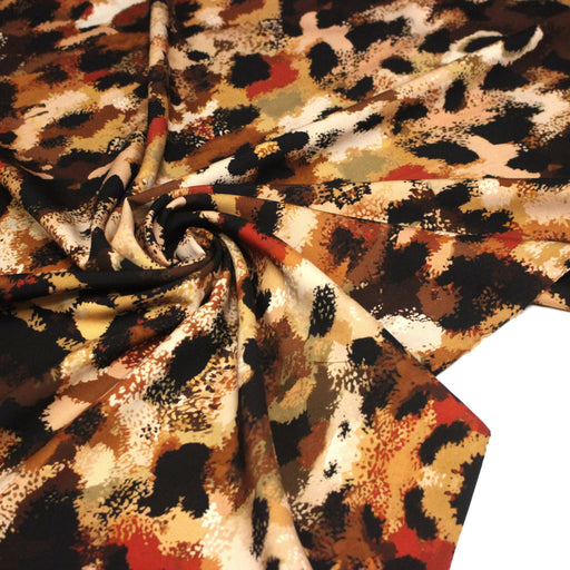 Tissu Viscose fluide GEPI, motif pelage caramel, sable, chocolat, noir - STANDARD 100 OEKO - TEX - TissusPapi.com