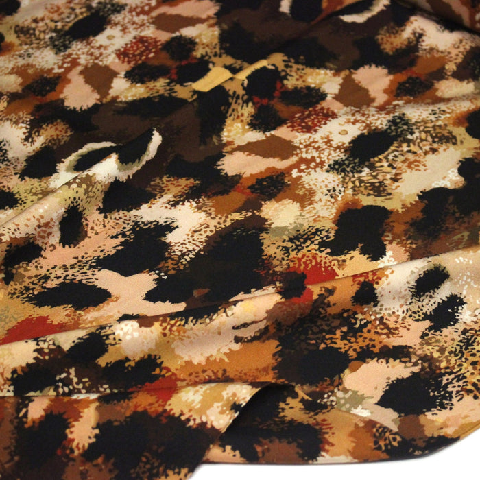 Tissu Viscose fluide GEPI, motif pelage caramel, sable, chocolat, noir - STANDARD 100 OEKO - TEX - TissusPapi.com