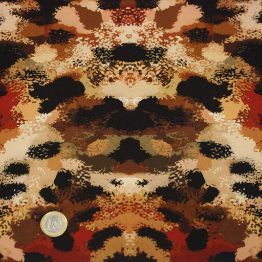 Tissu Viscose fluide GEPI, motif pelage caramel, sable, chocolat, noir - STANDARD 100 OEKO - TEX - TissusPapi.com